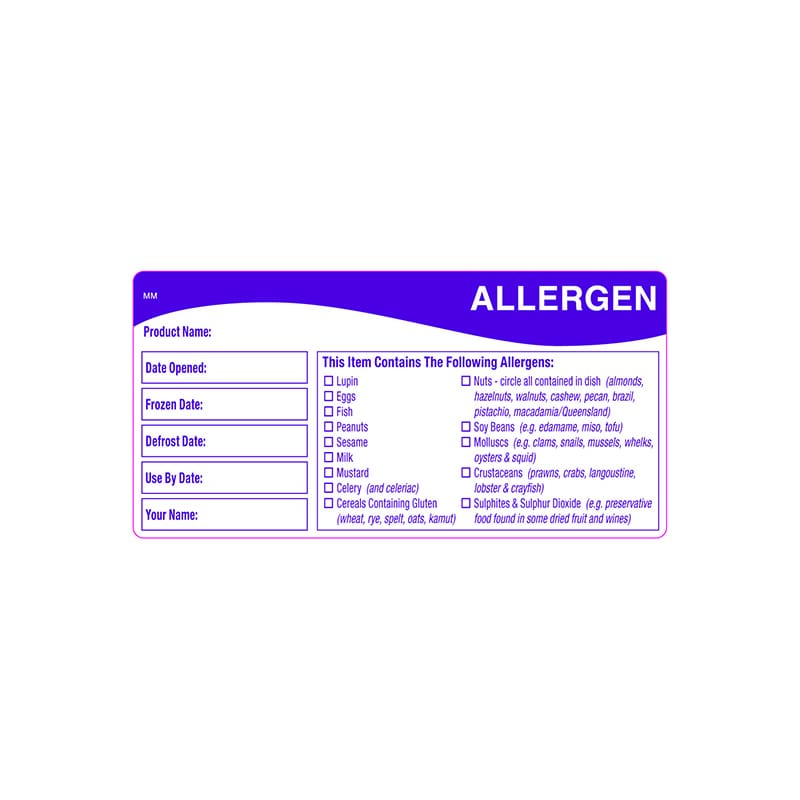 Purple Allergen Storage Sticker 50 x 101mm
