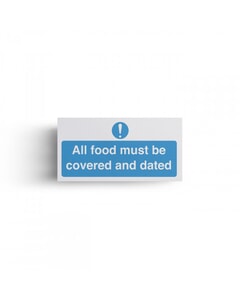 All Food Covered And Dated, S/A Vinyl Sticker, 100x200mm