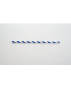 Paper Straw Blue/White Stripe 200 x 6mm 8"