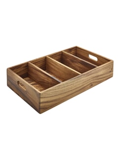 Acacia Wood 4 Compartment Cutlery Tray 530 x 325 x 100mm