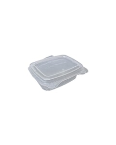 200ml Clear PP Rectangle Portion Container - Hinged Lid 117 x 92 x 42mm