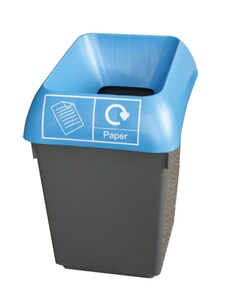 30Ltr Recycling Bin With Blue Lid & Paper Logo