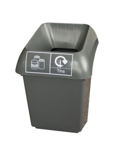 30Ltr Recycling Bin With Grey Lid & Tins Logo