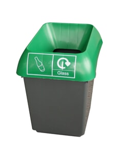 30Ltr Recycling Bin With Green Lid & Glass Logo