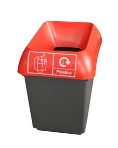 30Ltr Recycling Bin With Red Lid & Plastic Logo