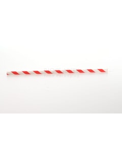 Paper Straw Red Candy Stripe 200 x 6mm 8"