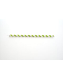 Biodegradable Paper Straw Green Striped 230mm x 8mm 9"